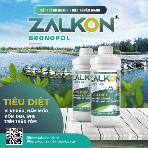 ZALKON® - Diệt virus, vi khuẩn, loại bỏ đốm đen, ghẻ trên tôm, sát trùng bể ương, dụng cụ nuôi